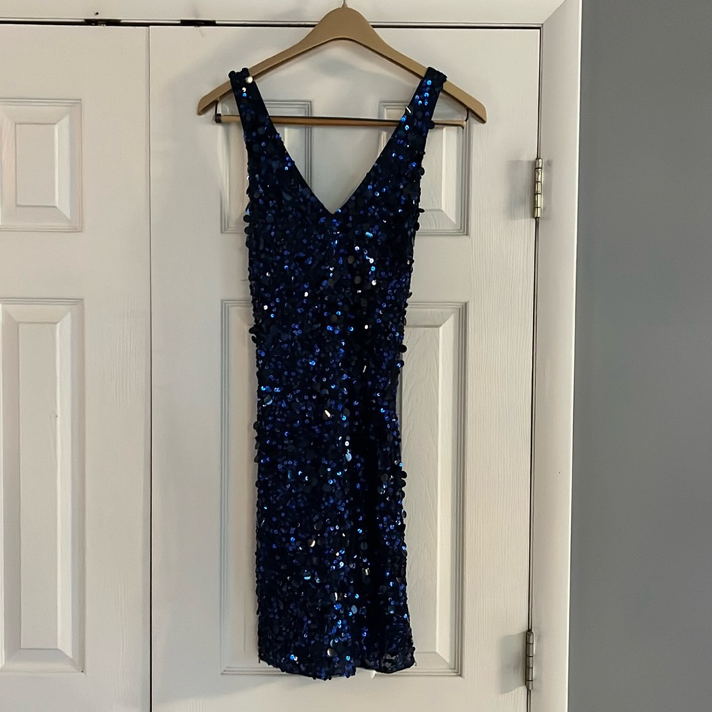 Navy sequin cocktail dress juniors/medium.